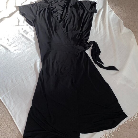 Lane Bryant Black Wrap Dress - Size 24 - Picture 3 of 6
